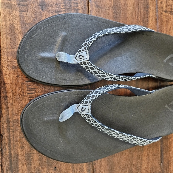 Olukai Women Size 9 Ho'opio Black Kapa Flip Flops Sandals Comfort Shoes - Picture 4 of 4